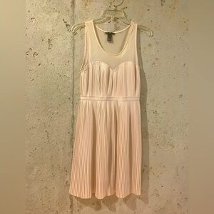 H&M Blush Pink Micro-Pleated Dress with Sheer Top Bodice - Size S